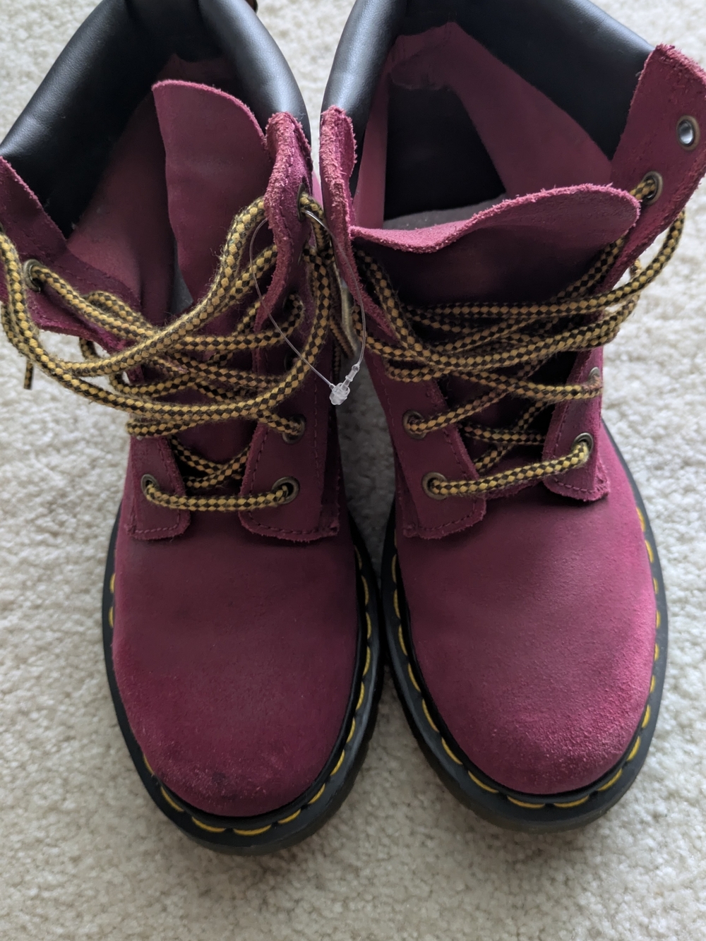 Dr. Martens doc air wair Wine Suede Leather combat Boots women’s 8 L UK 6